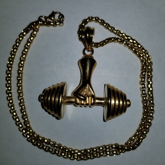 Necklace Heavy Gold Tone Chain Muscle Bodybuilder - Picture 1 of 7